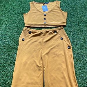 Yellow 2pieceSet Size 14 Pretty Little Thing Sleeveless Top Waist Pant